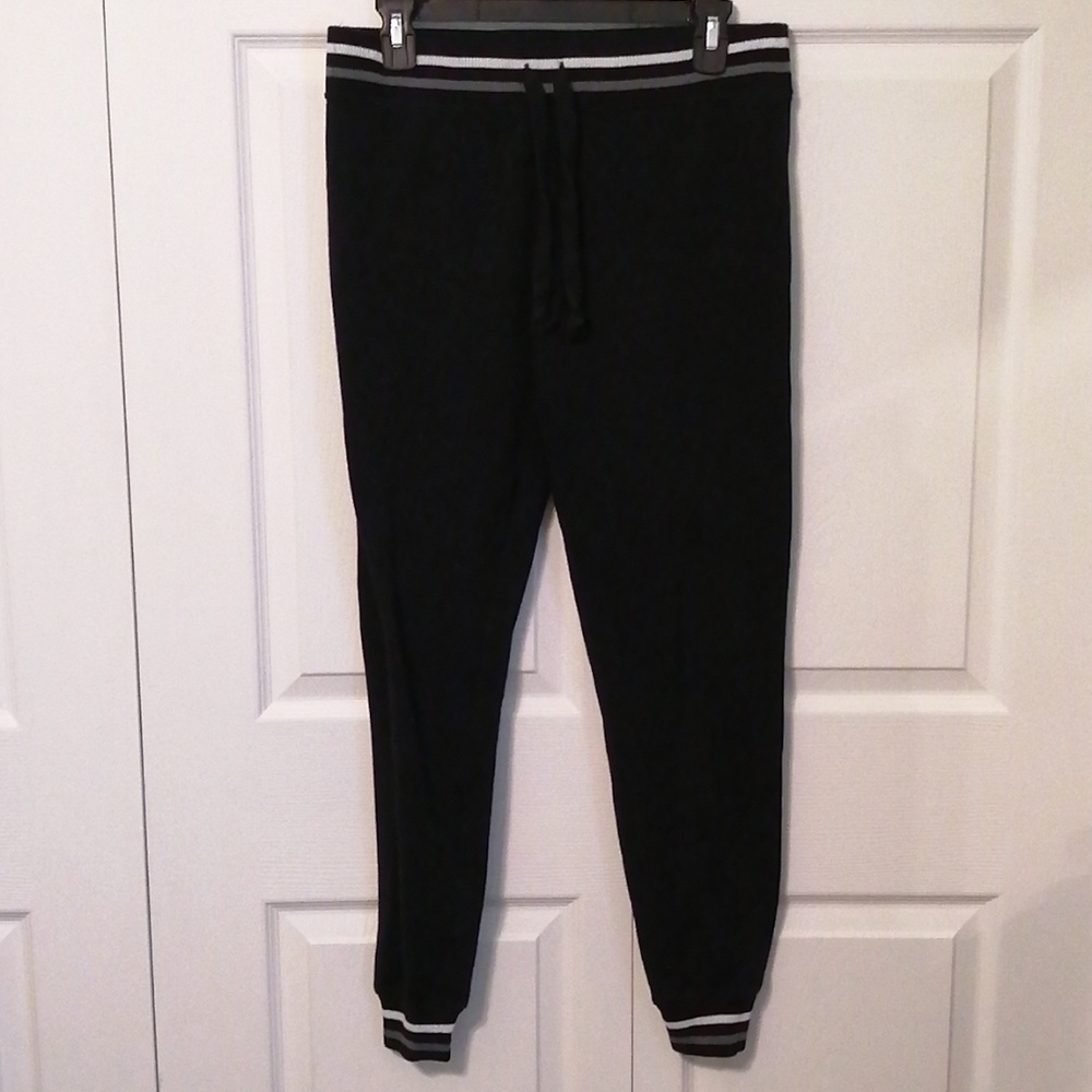 Junior's Black and White Striped Joggers Sweatpant